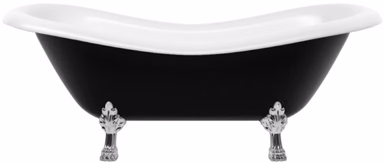 Casa Padrino Vasca da bagno in stile liberty nero / bianco / argento 188 cm - Vasca da bagno freestanding in stile retrò