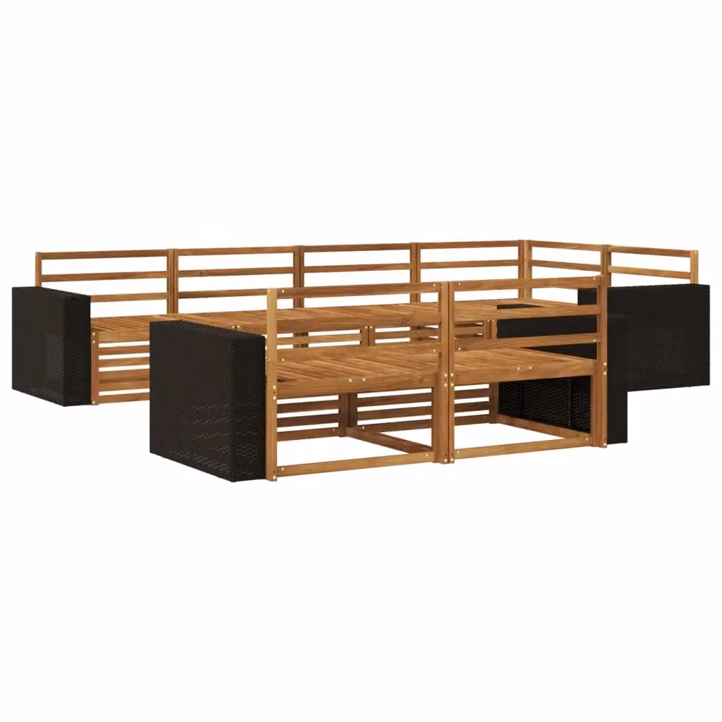 Set di divani da esterno a L vidaXL in legno di acacia marrone con 7 pezzi e cuscini inclusi – 2