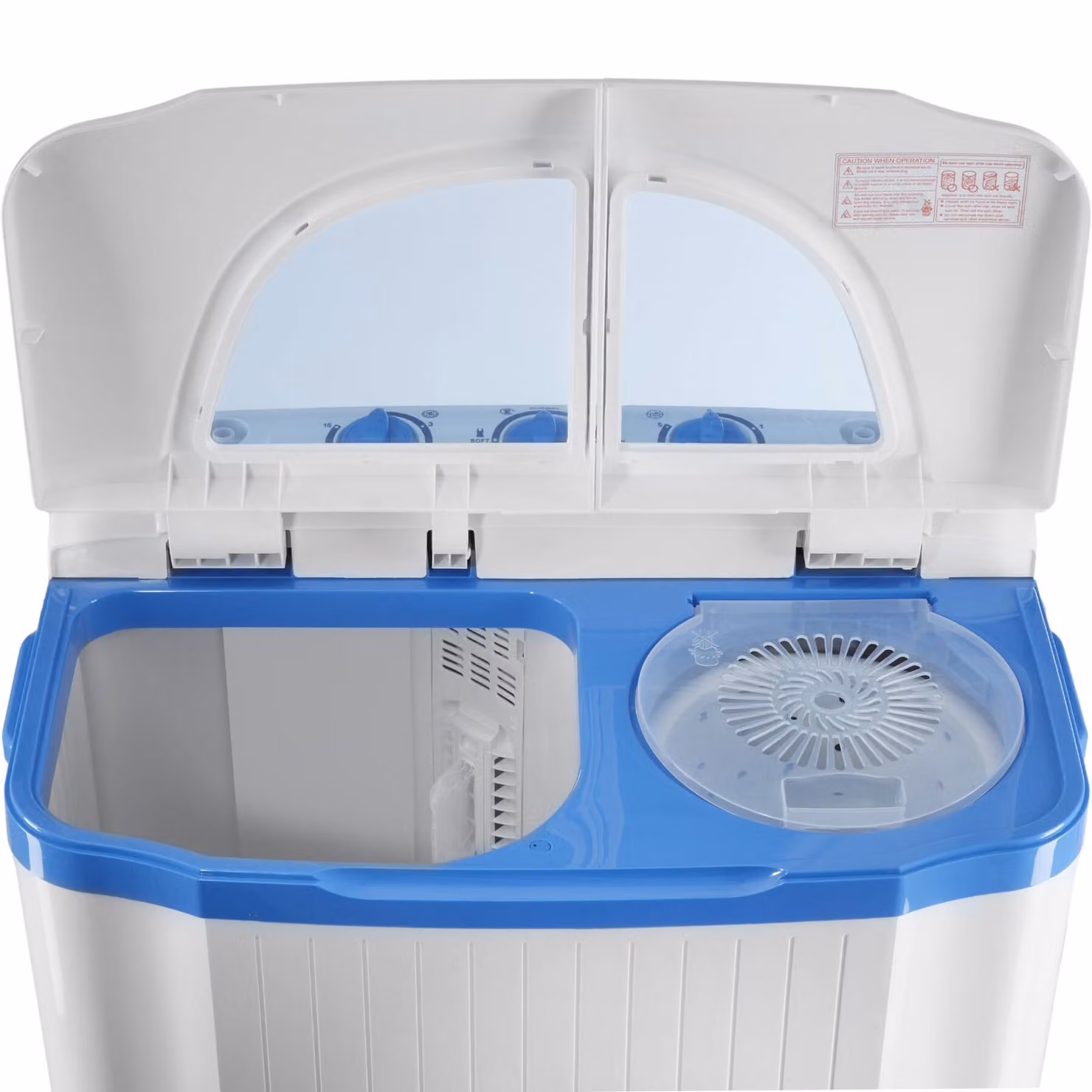 Minilavatrice TecTake GmbH con centrifuga da 3,5 kg e capacità di lavaggio 4,5 kg, modello a caricamento dall'alto, bianco e blu, L/P/H: 65 x 40 x 75 cm – 1