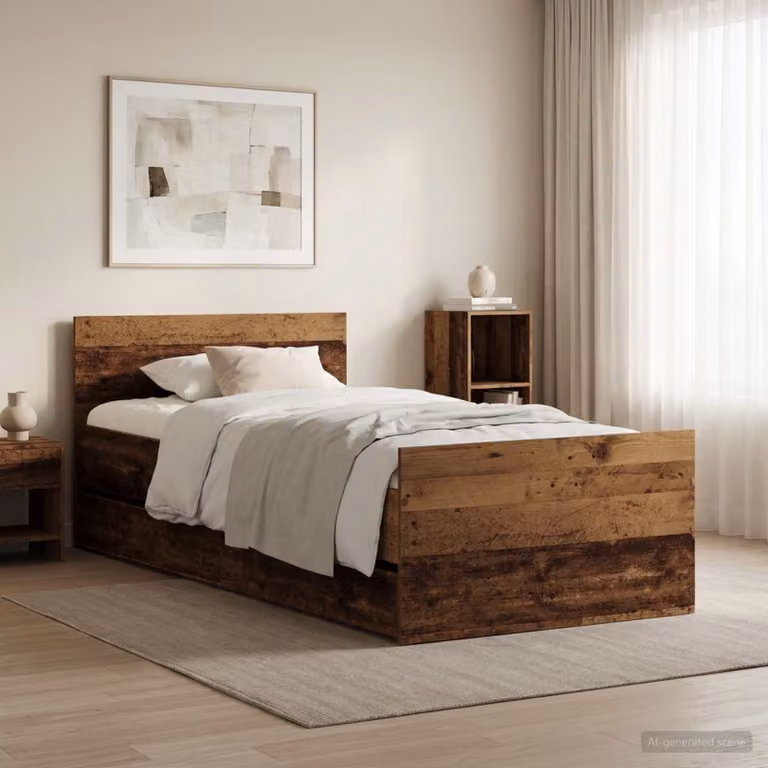 Struttura del letto moderna vidaXL in legno marrone con doghe fisse L/P/H: 203 x 90 x 50 cm