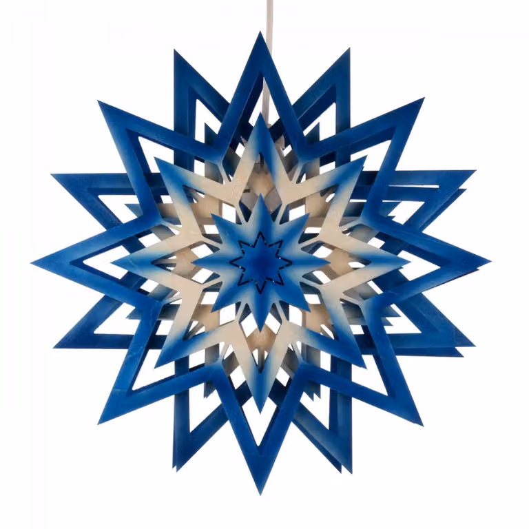 Stella di Natale blu-natura con illuminazione elettrica LxHxP 28x28x7cm NUOVO