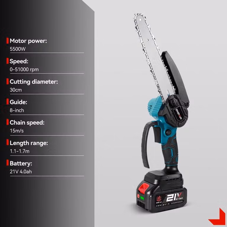 Troncatrice elettrica a batteria, set da 2 batterie - Potenza: 5500 W - Lame da taglio: 30 cm