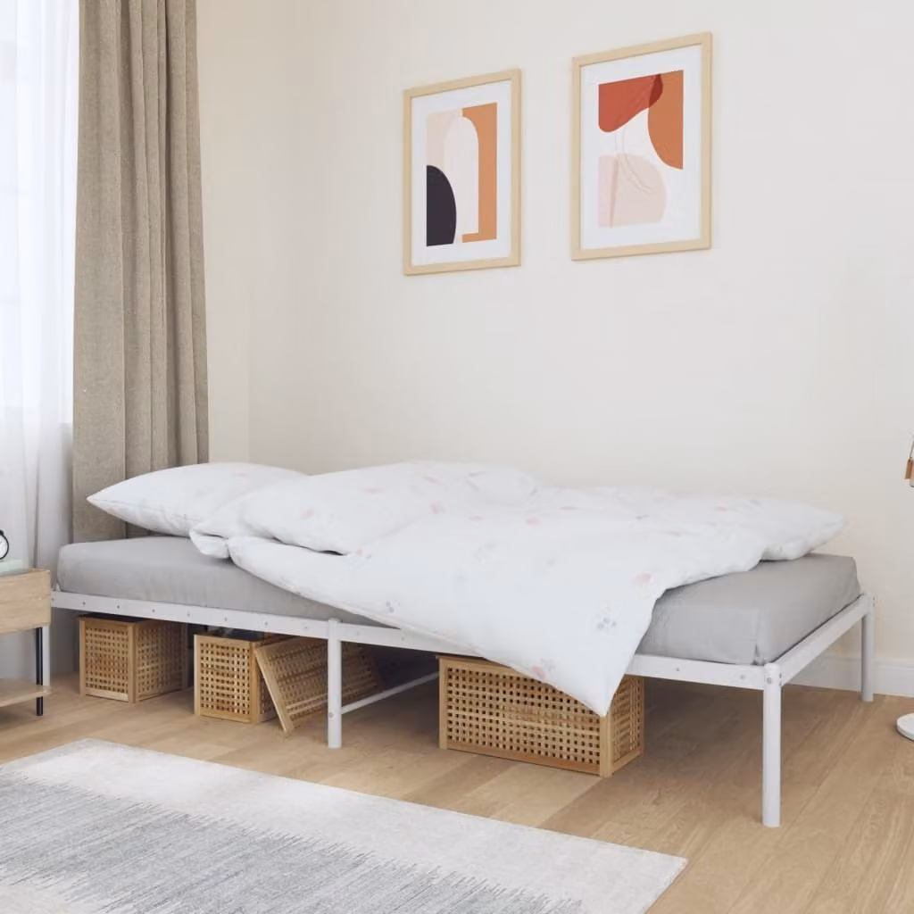 vidaXL Struttura letto in metallo bianco 100x200 cm - Struttura letto - Cornici letto - Struttura letto - Letto
