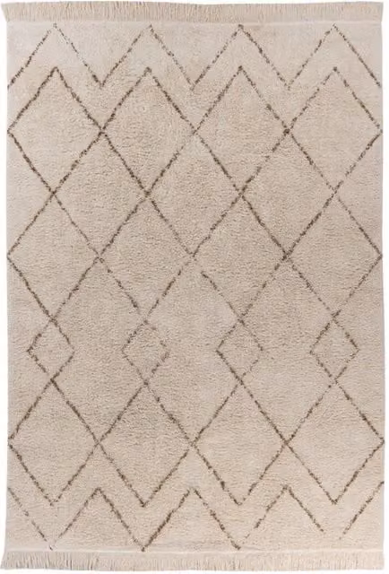 Tappeto Kendra Home in Cotone con Motivo Geometrico Boho in Beige e Marrone