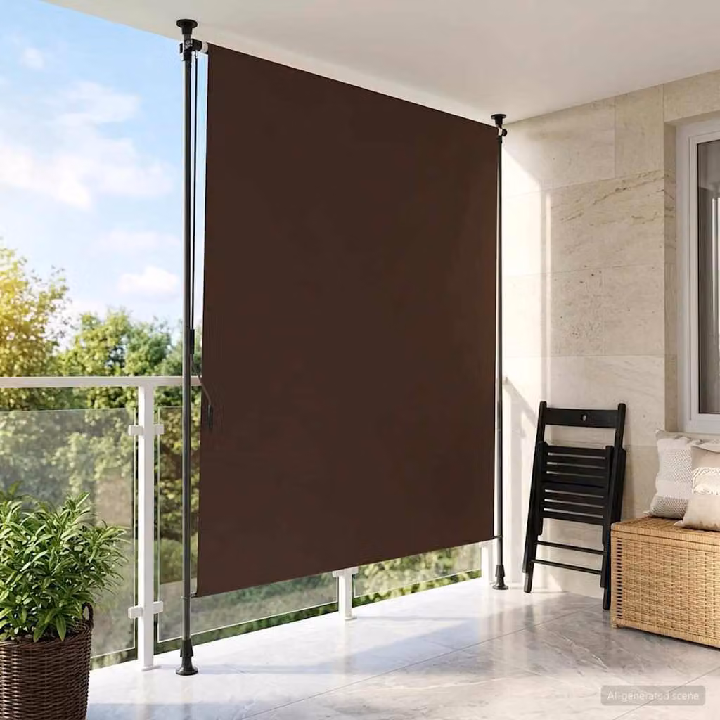 Tenda a rullo esterna vidaXL in poliestere e alluminio, colore marrone, L 120 cm x H 270 cm