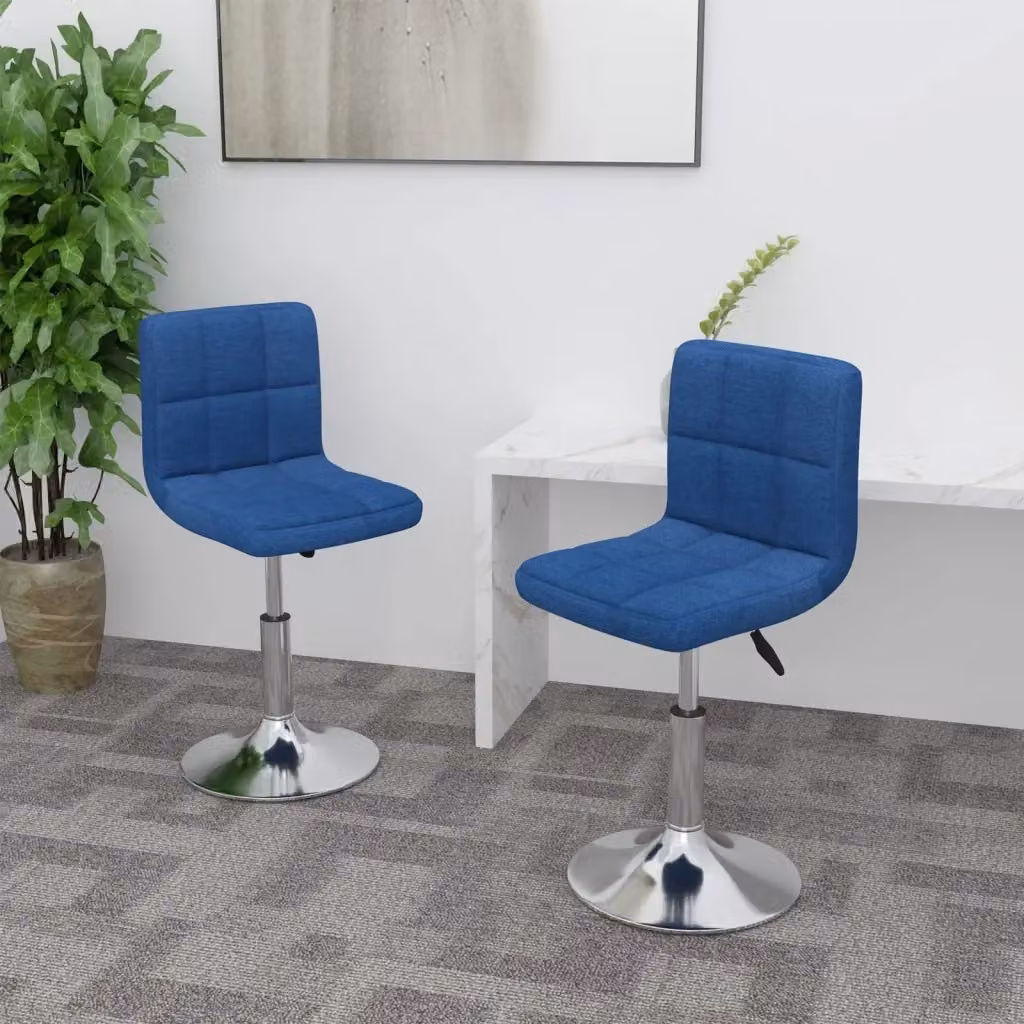 Set di 2 sedie da pranzo girevoli a 360 gradi in tessuto blu con struttura in metallo e plastica per cucina e sala da pranzo – 2