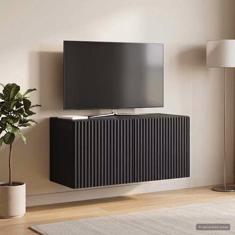 vidaXL Mobile Porta TV da Muro Moderno in MDF Nero L: 59,5 cm, P: 31 cm, H: 30 cm
