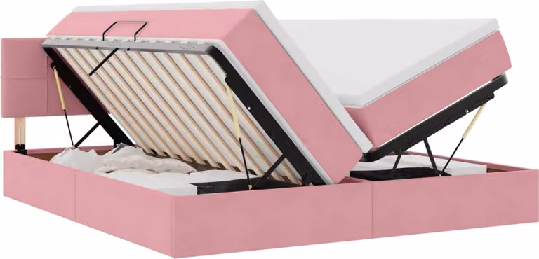 Letto con contenitore LED e materasso Rosa 180 x 200 cm Velluto
