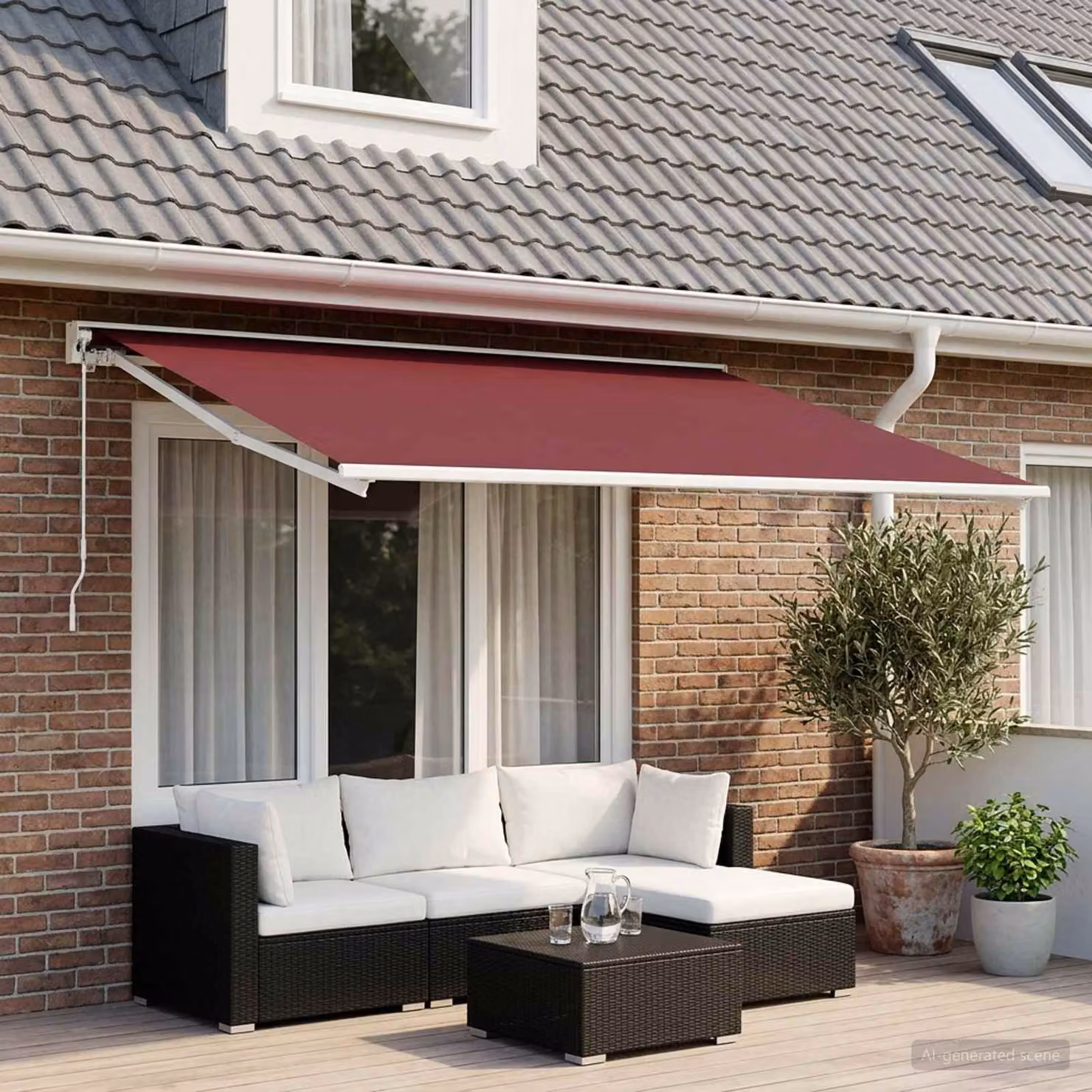 vidaXL Telo di ricambio per tenda da sole in poliestere Rosso Borgogna L: 350 cm, P: 200 cm