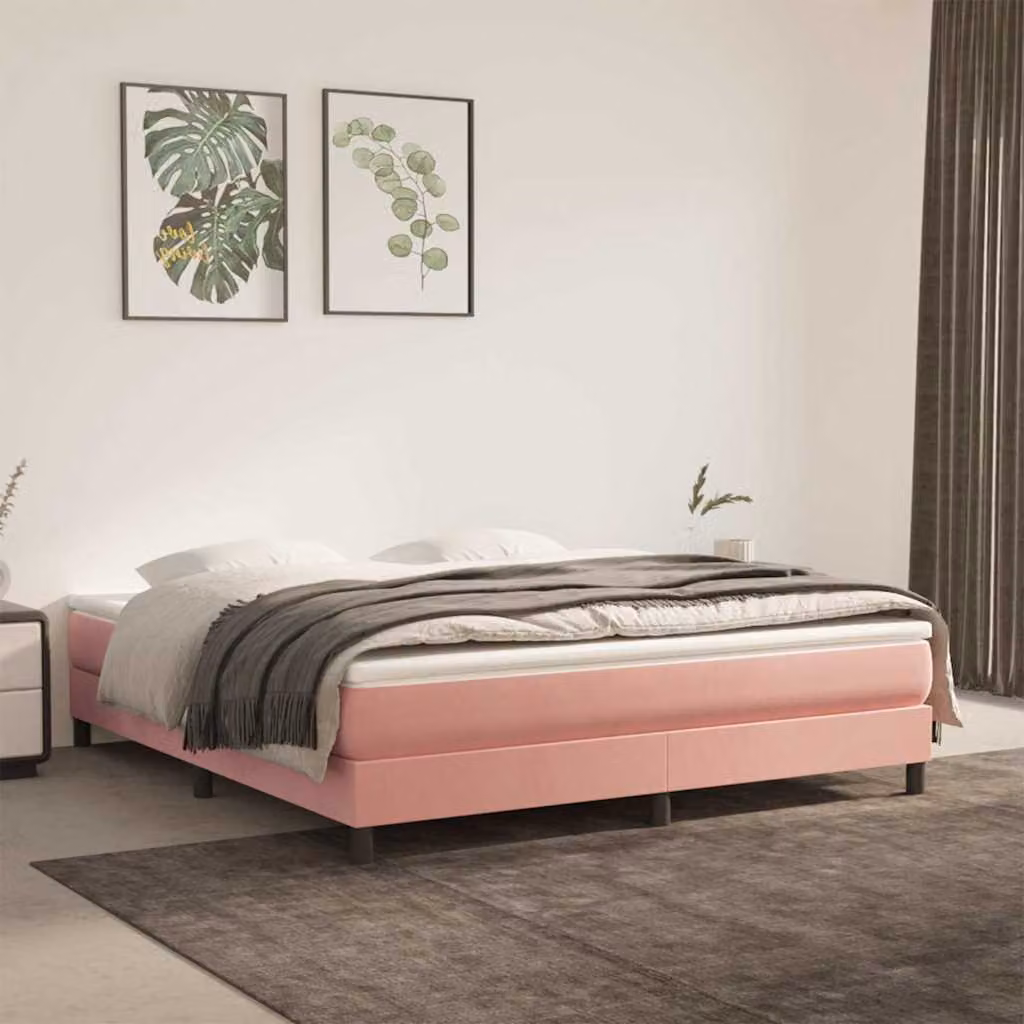 vidaXL Struttura Letto Imbottita in Velluto Rosa L 160 x P 200 cm
