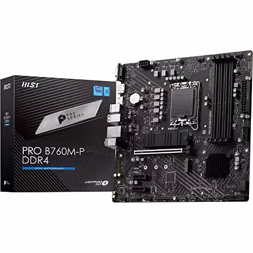 MSI PRO B760M-P DDR4 Scheda Madre Micro-ATX - Supporta Intel 12° & 13° Gen, LGA 1700 - DDR4 Memory Boost 4800+MHz/OC, PCIe 4.0 x16 Slot, M.2 Gen4 Slots, various