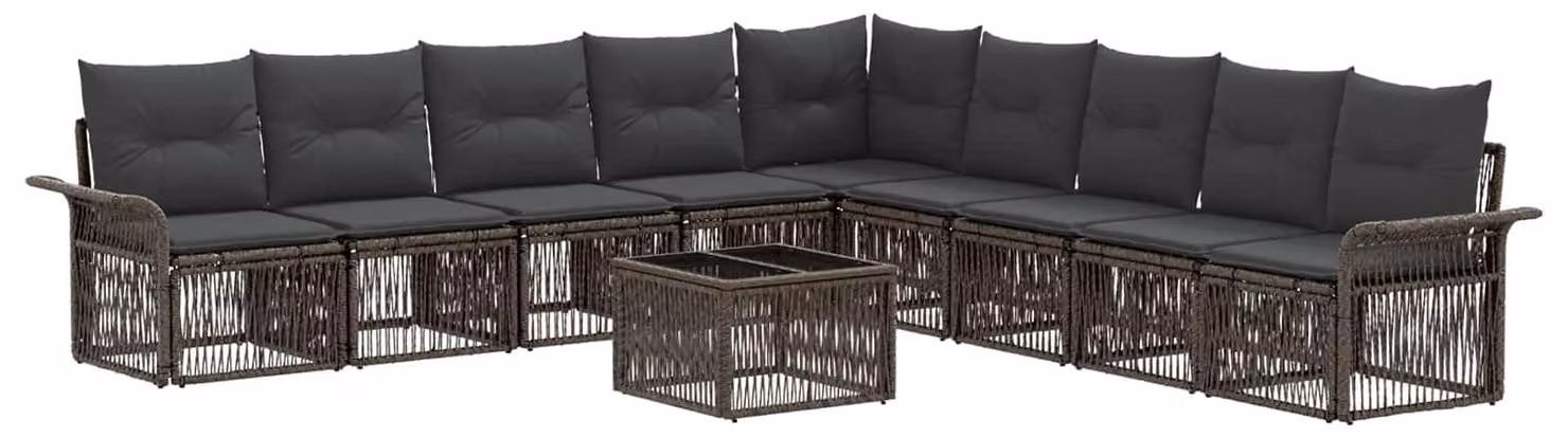 Set Divano da Giardino 10 pcs Grigio polyrattan