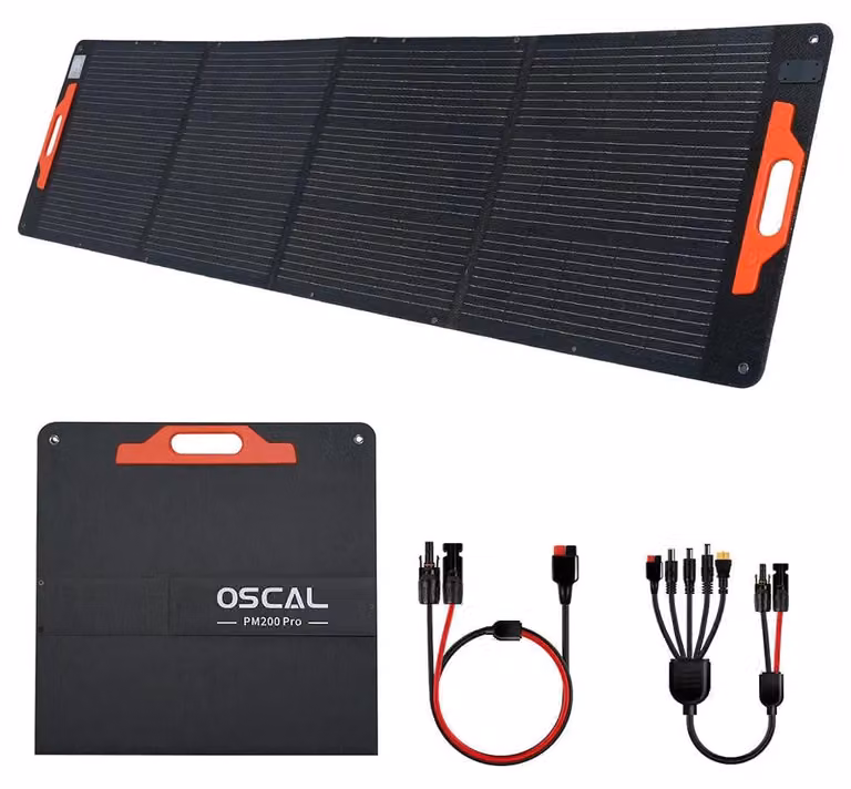 Pannello solare portatile da 200W - Pieghevole - Mobile - Ideale per campeggio - Autonomo - Alta efficienza del 23% - Grado di protezione IP67, resistente all'acqua