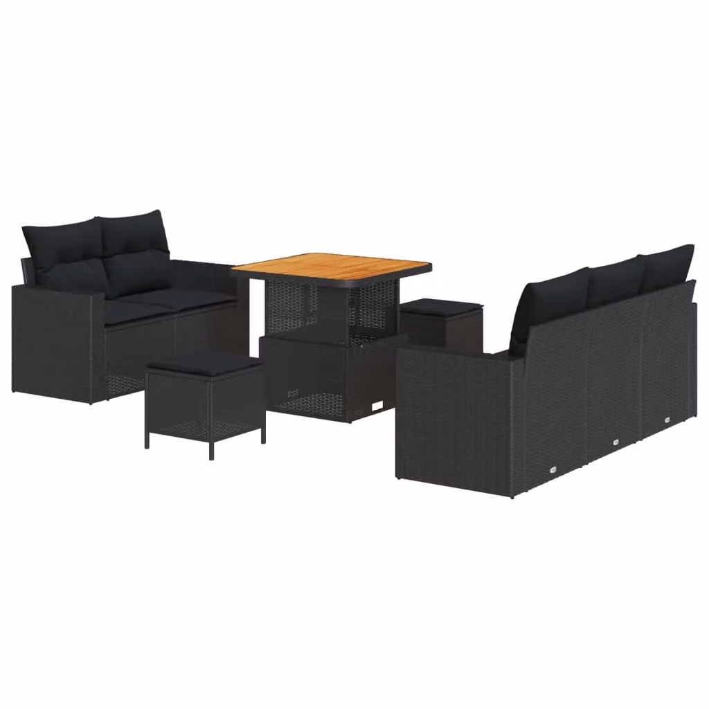 Set Divano da Giardino vidaXL 8 Pezzi a Forma di L con Cuscini Nero – 2