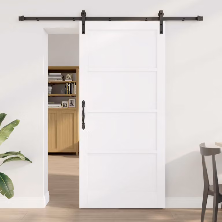 vidaXL Porta scorrevole 93 x 202 cm Legno ingegnerizzato Bianco e Nero