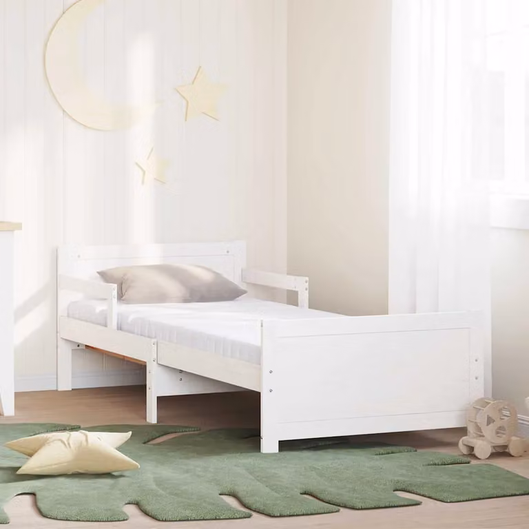 Struttura letto in pino massello bianco con materasso vidaXL L/P/H: 80 x 200 cm