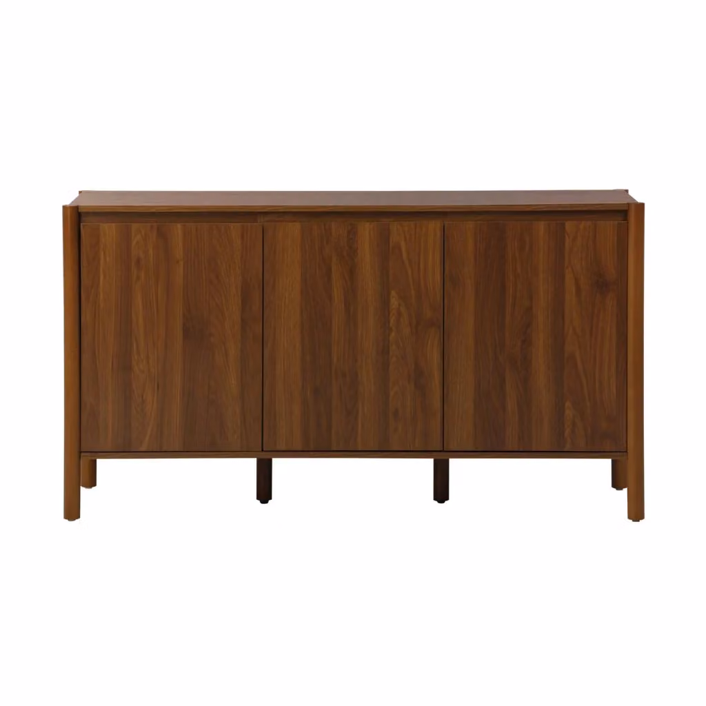 Credenza moderna Sweeek in legno con 3 ante, colore marrone, L: 140 cm – 2