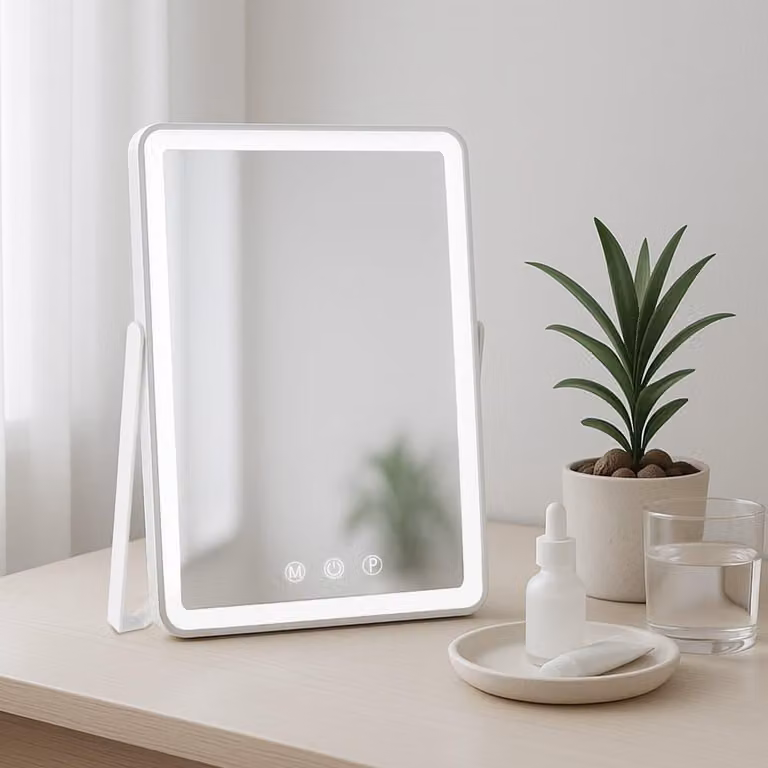 Specchio illuminato per il trucco - specchio per il viso - colori LED regolabili, formato compatto