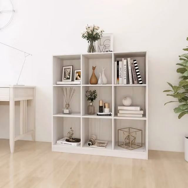 Libreria divisorio vidaXL in legno di pino massello bianco L 104 cm, P 33,5 cm, H 110 cm