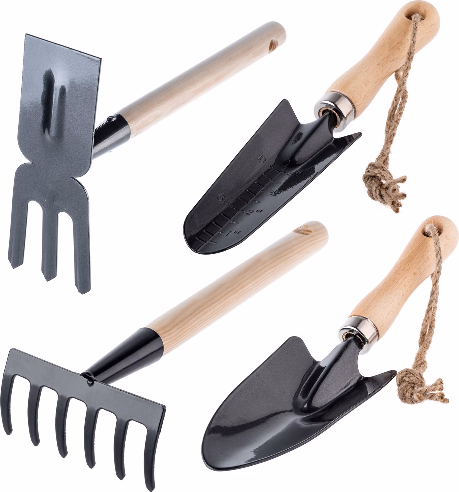Set di attrezzi da giardino 4in1 di KADAX, cazzuola, zappa, rastrello, pinze per il terreno