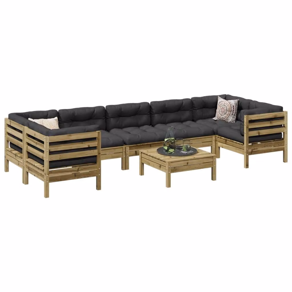 Maison Exclusive - Set da giardino composto da 8 pezzi con cuscini, in legno di pino trattato