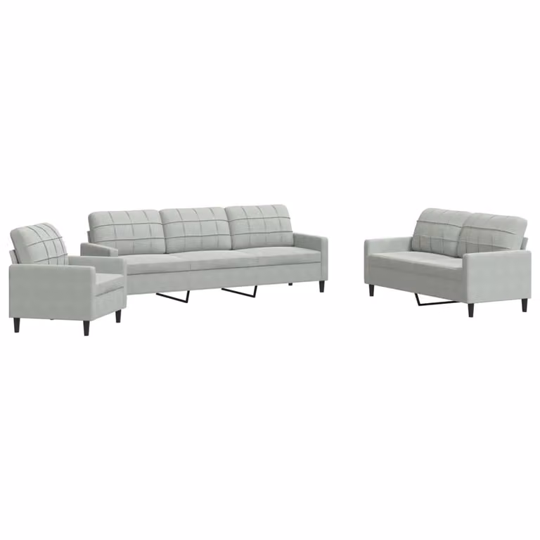 Set di Divani 4 pz con Cuscini Grigio Chiaro in Velluto
