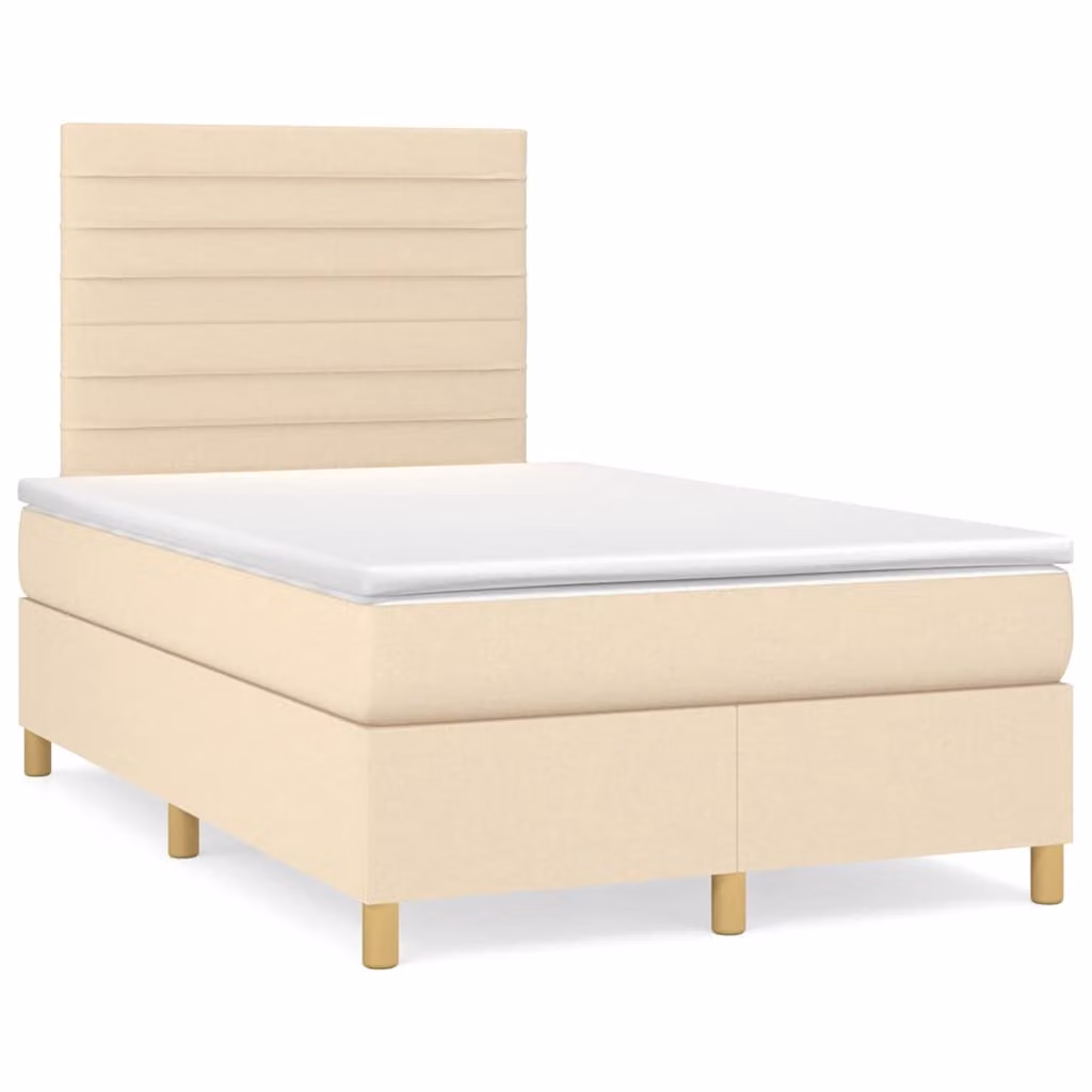 Letto Ibrido con Materasso vidaXL in Tessuto Beige e Bianco con Illuminazione LED e Porta USB L/P/H: 120 x 200 x 123 cm