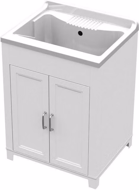 Mobile lavatoio resina bianca 60x50x84 cm per esterno con lavabo integrato