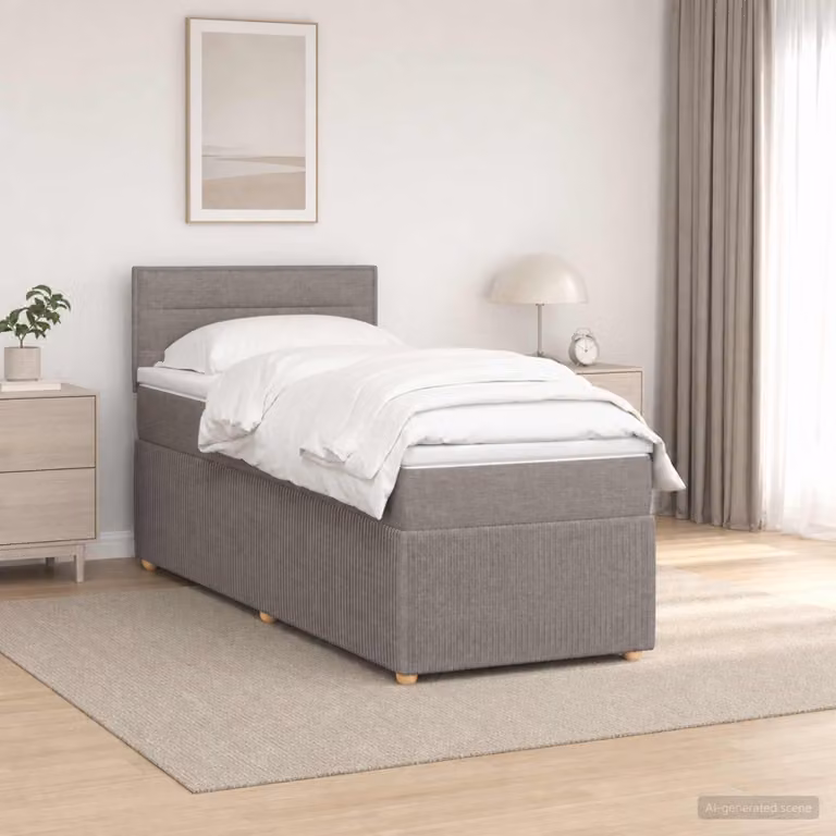 vidaXL Letto box spring con materasso Tortora 100 x 200 cm Tessuto