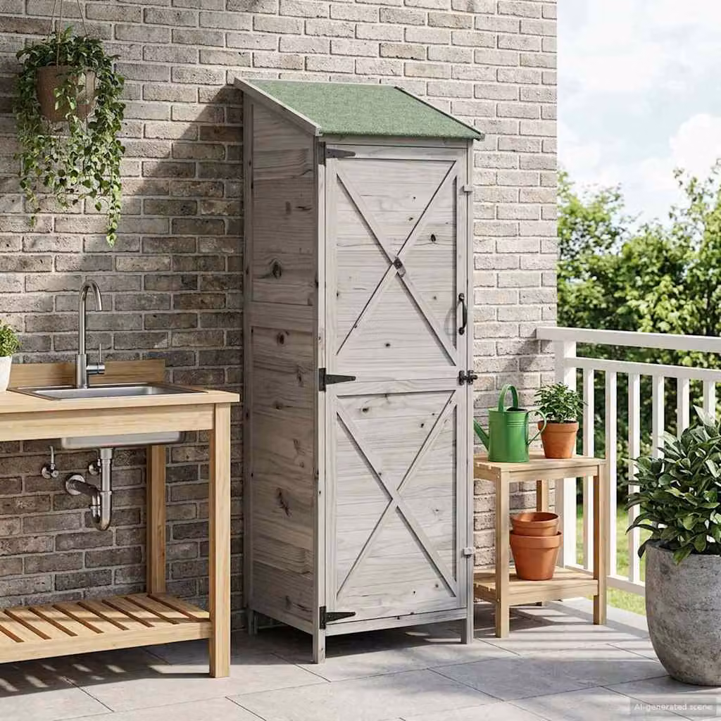 vidaXL Armadio da Giardino Moderno Grigio L: 59,5 cm, P: 56 cm, H: 176,5 cm
