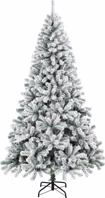 Albero di Natale innevato HOMCOM con 1000 punte e rami articolati, Verde e Bianco, Altezza: 230 cm