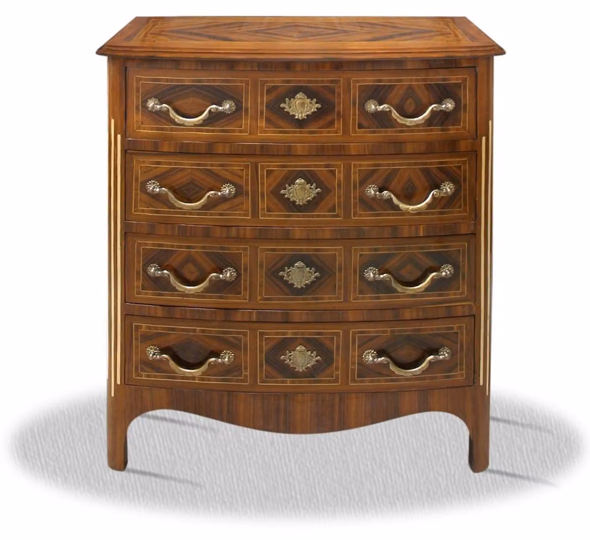Comò Casa Padrino in stile barocco, con 4 cassetti, color marrone/ottone, dimensioni 80 x 40 x altezza 85 cm - Mobile in stile antico