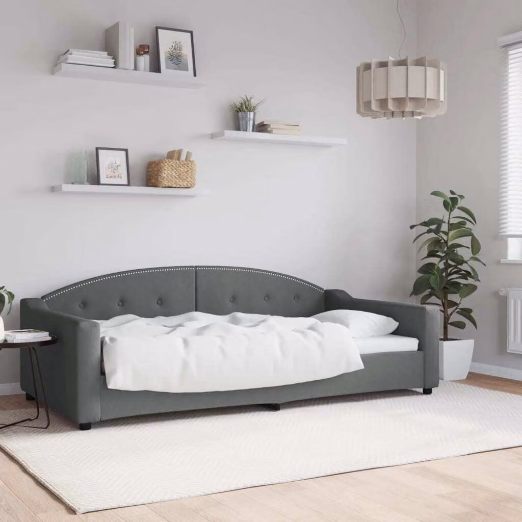 Maison Exclusive - Letto a giorno, colore grigio scuro, 100x200 cm, tessuto