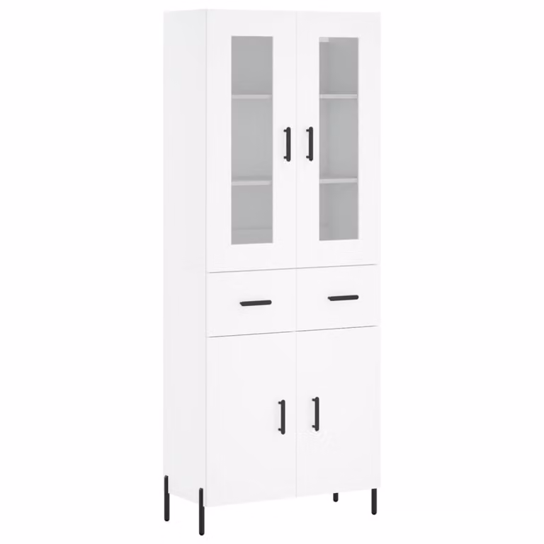 Credenza Bianca 69,5x34x180 cm in Legno Multistrato