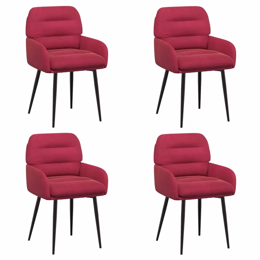 Set di 4 sedie da pranzo moderne vidaXL in velluto rosso, L/P/H: 59 x 59,5 x 90 cm – 2