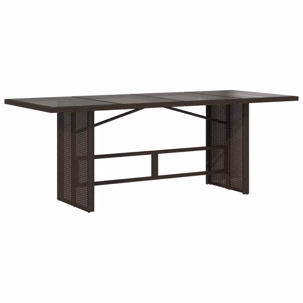 Tavolo da giardino rettangolare vidaXL in polyrattan marrone con piano in vetro L: 190 cm, P: 80 cm, H: 74 cm – 2