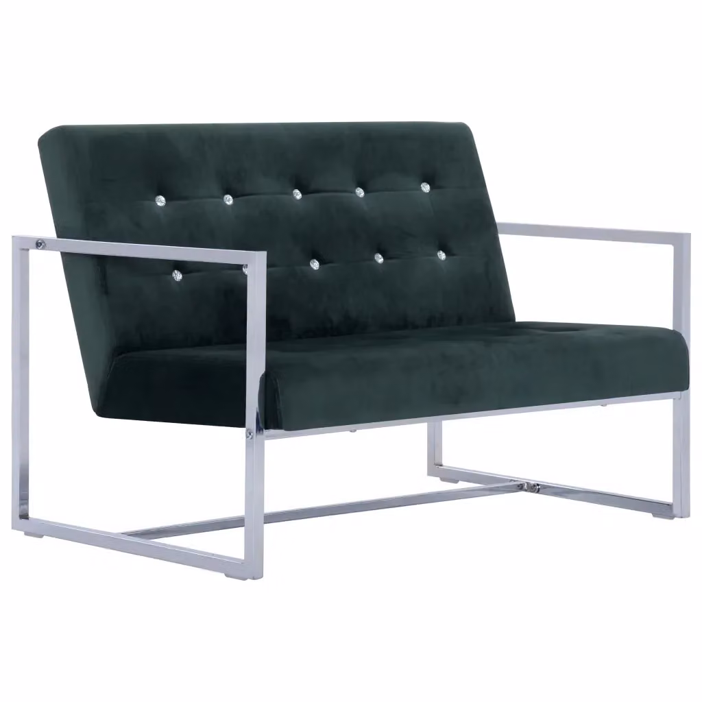 Divano a 2 posti moderno VIDAXL in velluto verde con struttura in legno massiccio L: 114 cm, P: 76 cm, H: 81 cm – 2