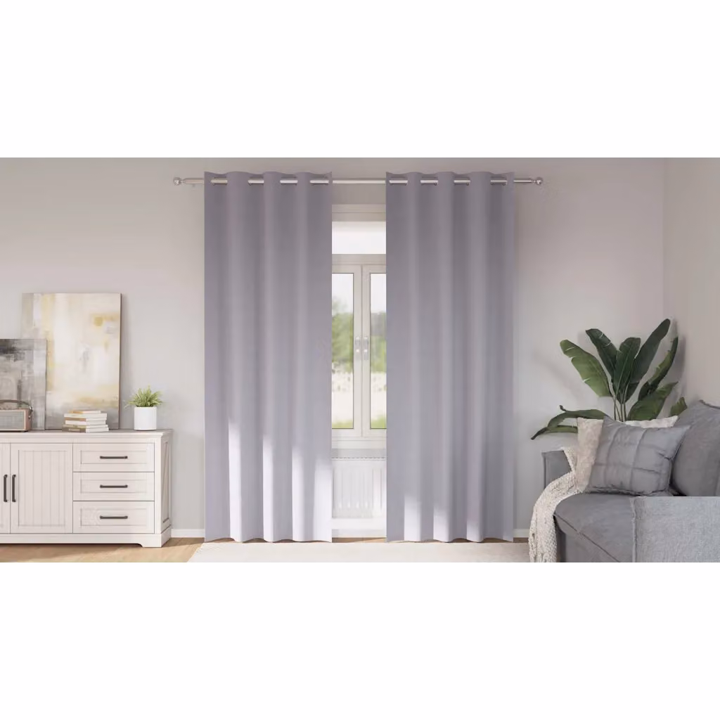 Set di 2 tende blackout vidaXL con anelli in poliestere, colore grigio, H 260 x L 140 cm