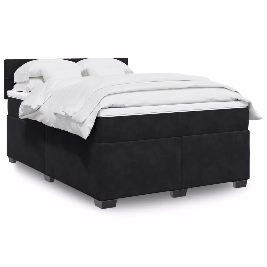 vidaXL Giroletto a Molle con Materasso in Velluto Nero L: 160 cm, P: 200 cm
