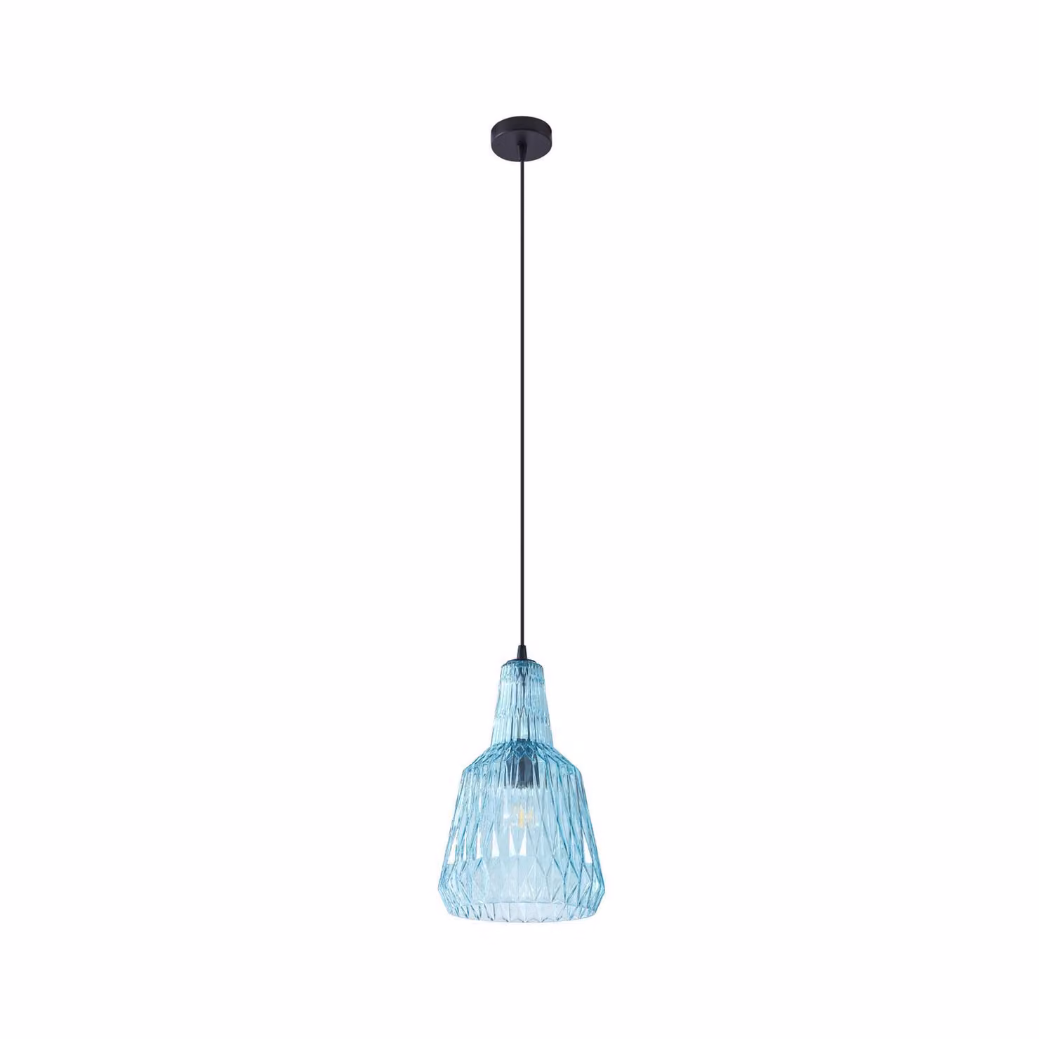 Lindby lampada a sospensione Belarion, blu, 1 luce, vetro, Ø 23 cm