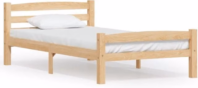 Letto singolo per adulti in legno massello di pino con giroletto senza materasso 100 x 200 cm