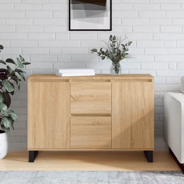 Credenza VIDAXL in Rovere e Metallo, Colore Marrone, L 101,5 x P 35 x H 70 cm