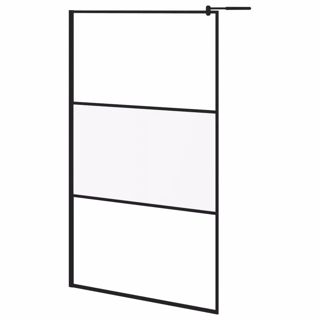 Parete Doccia Walk in vidaXL in Vetro Semi Smerigliato ESG con Profilo Nero L: 115 cm, H: 195 cm – 2