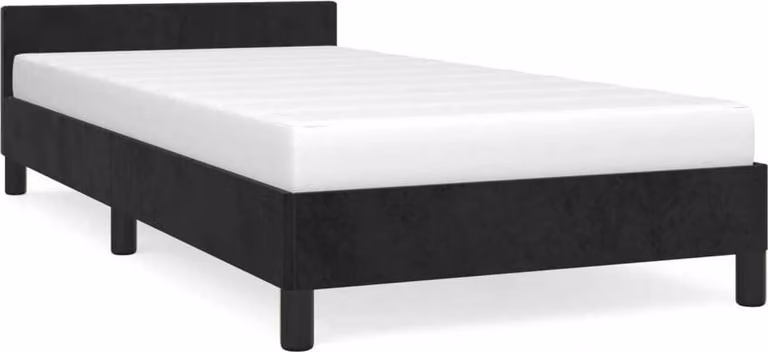 Giroletto con Testiera senza Materasso Nero 80x200 cm Velluto