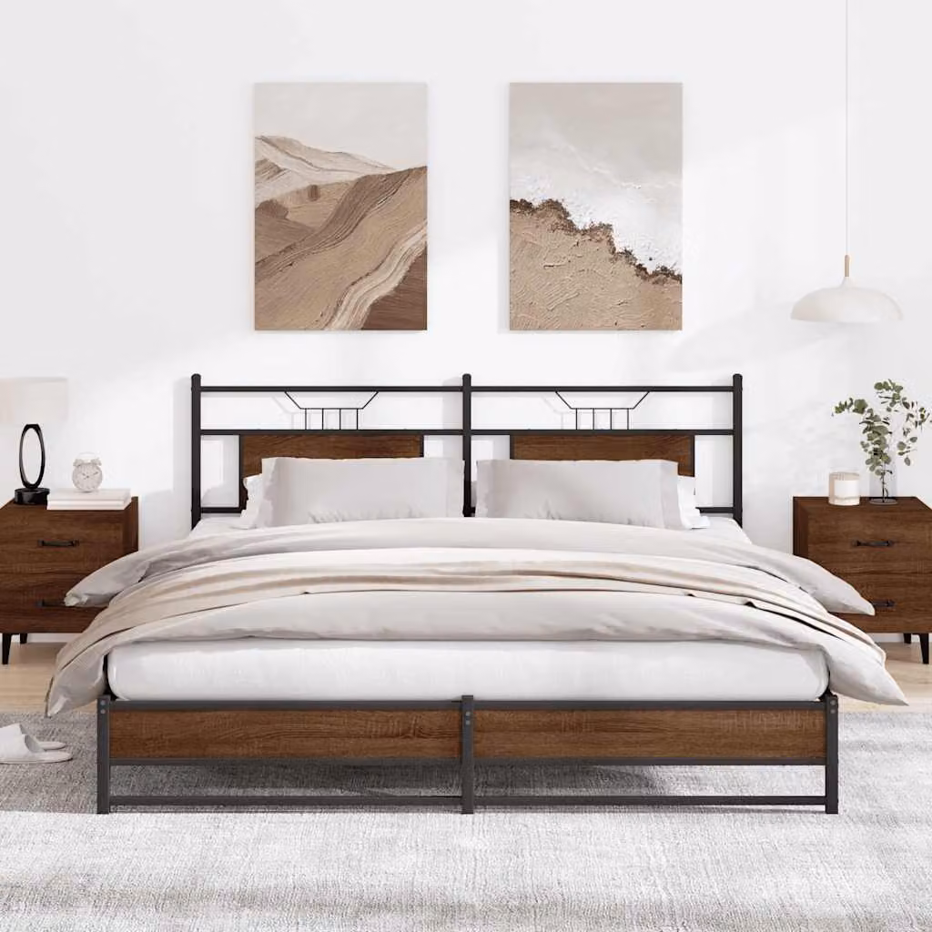 vidaXL Giroletto in Metallo e MDF Rovere Marrone L: 188 cm, P: 219 cm, H: 91,5 cm
