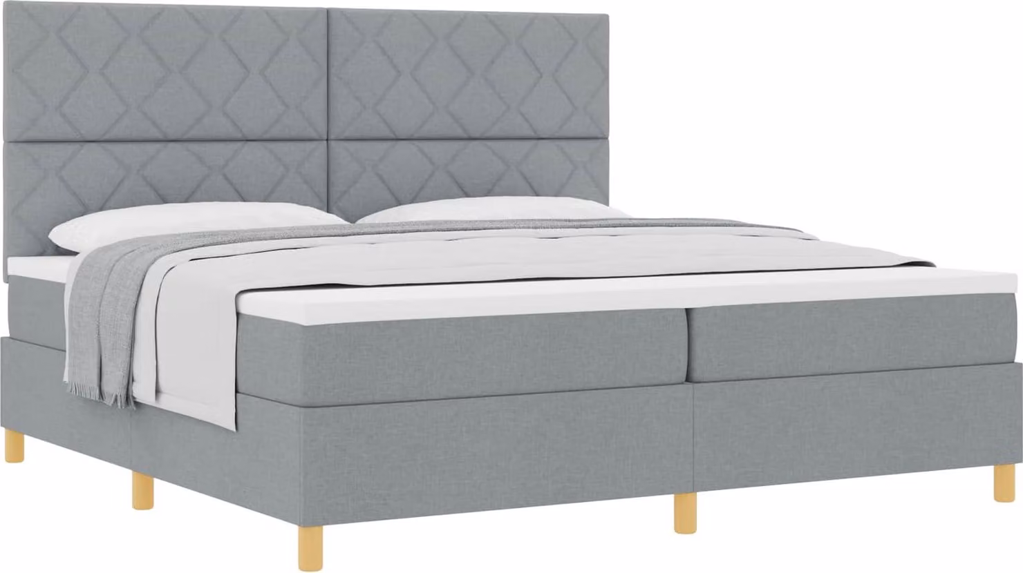 Letto a molle con materasso Grigio chiaro 200 x 200 cm Tessuto