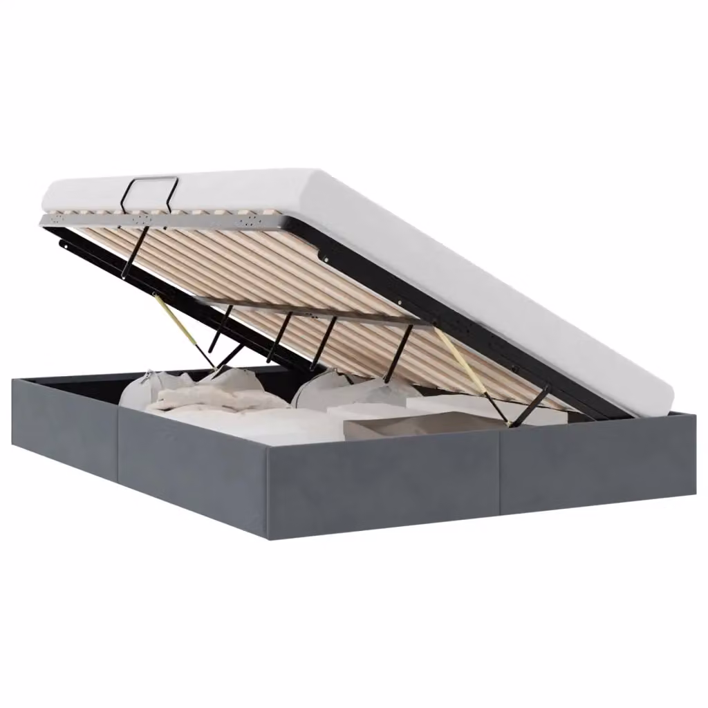 Letto con Contenitore Moderno vidaXL in Velluto Grigio L: 137 cm, P: 194 cm – 2