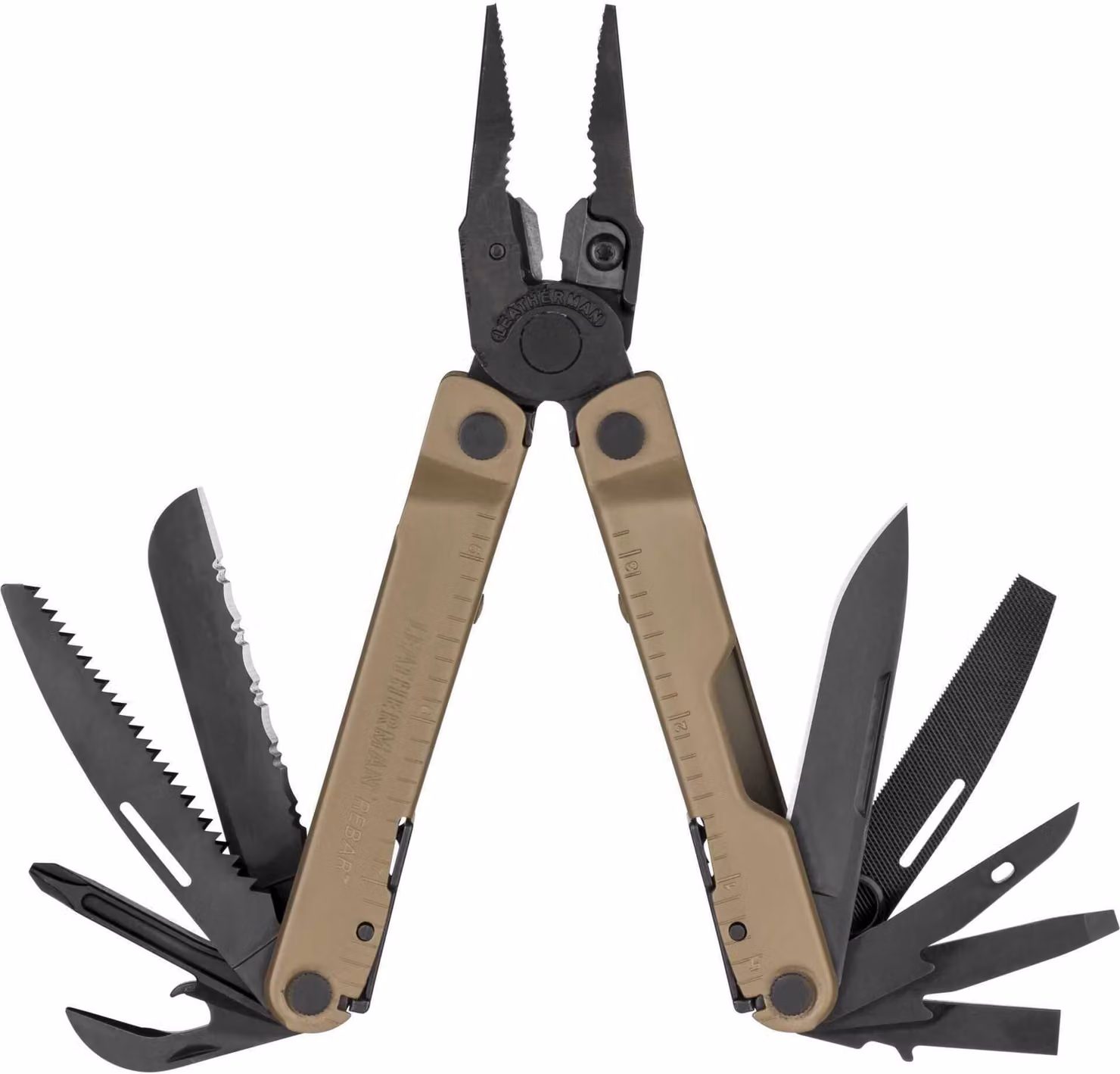Leatherman Multitool Rebar Coyote con custodia in nylon (x17)