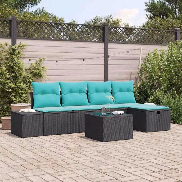 Maison Exclusive - Set di divani da salotto, 5 pezzi, in rattan sintetico