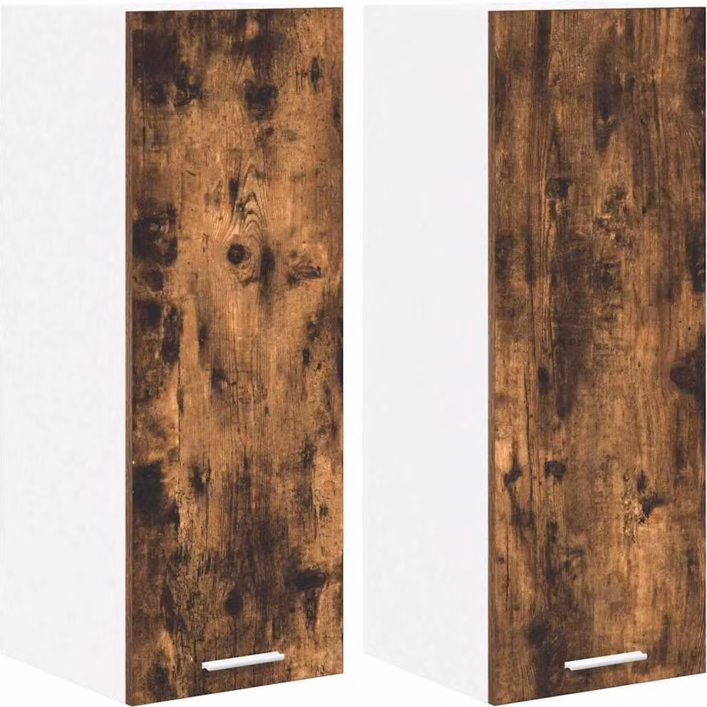 Armadio pensile con porta Riga 2 pcs Rovere Affumicato e Bianco